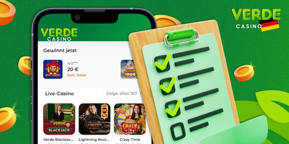 Allgemeine Geschäftsbedingungen für das Spielen im Verde Casino