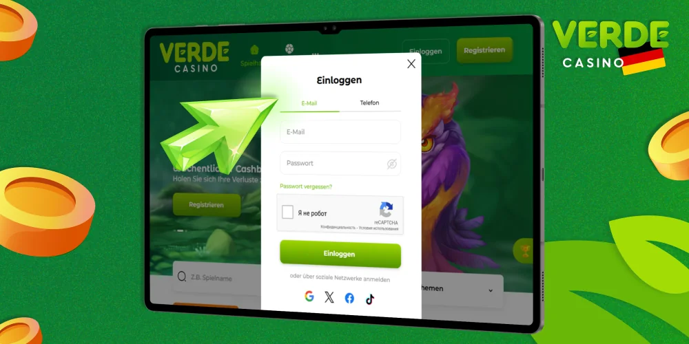 Melden Sie sich bei Ihrem Konto an