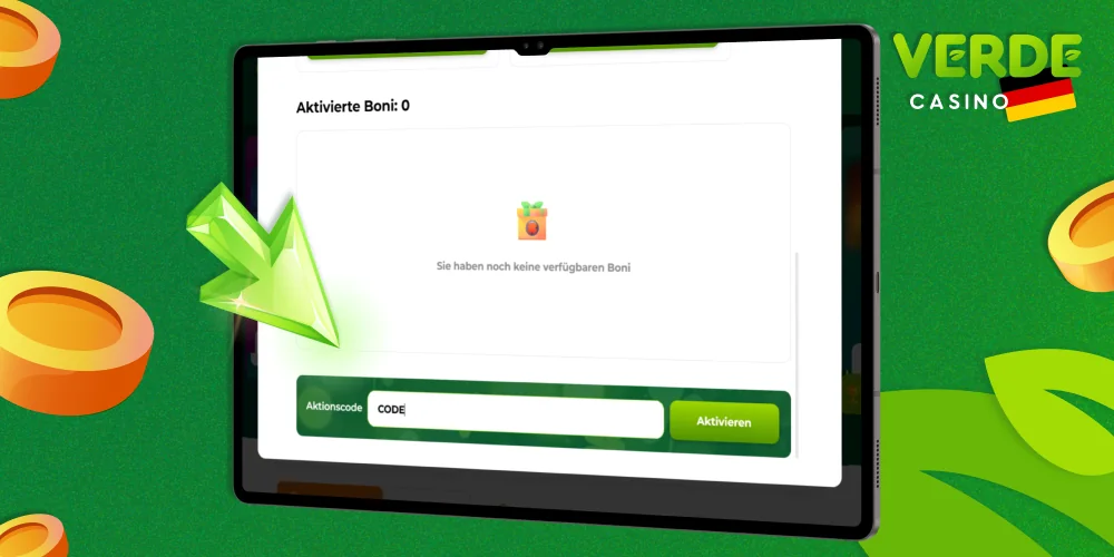 Geben Sie Ihren Code in das Feld ein