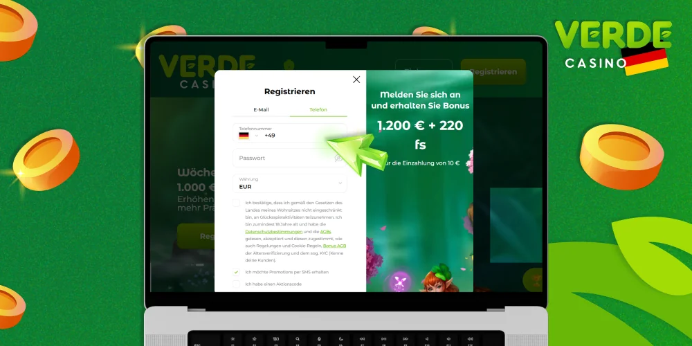 Geben Sie zur Registrierung alle erforderlichen Daten ein