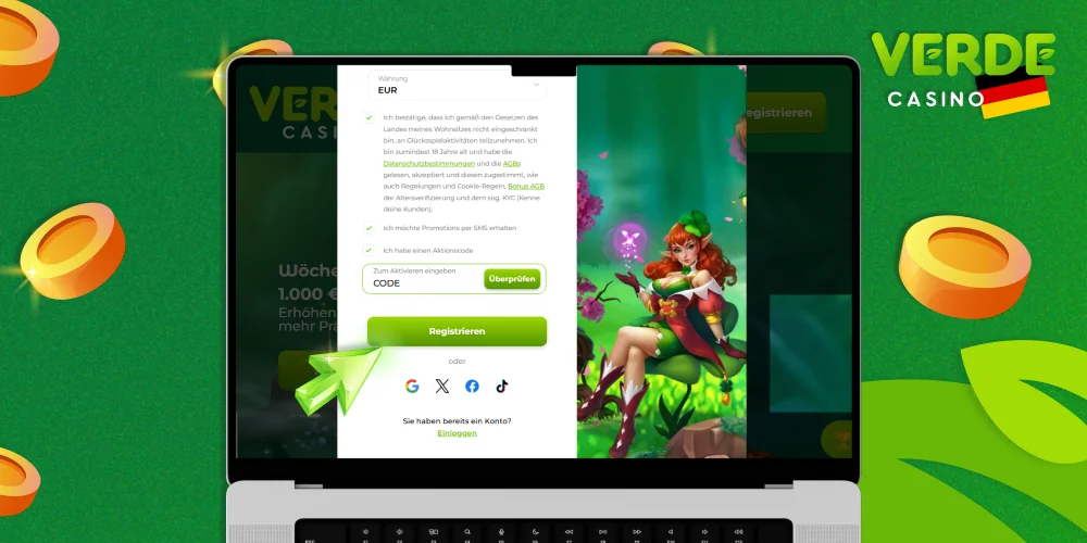 Schließen Sie Ihren Registrierungsprozess im Verde Casino ab