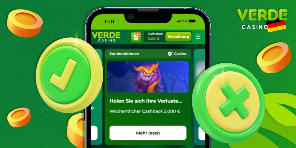 Vor- und Nachteile von Boni im Verde Casino