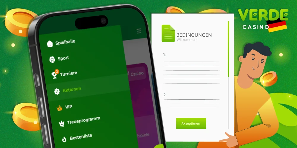 Bedingungen für die Verwendung von Boni bei Verde