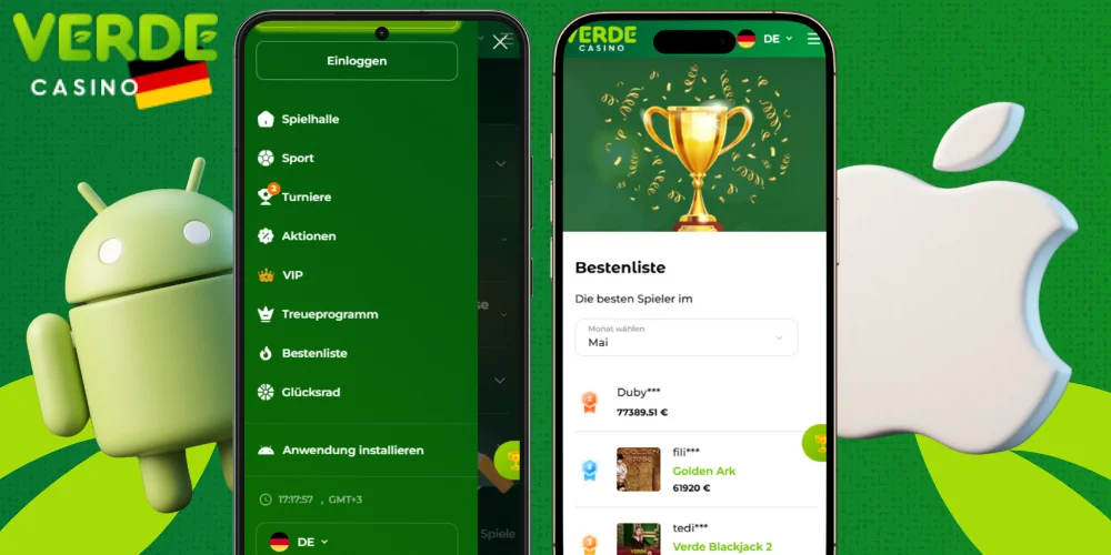 Die Verde Casino App bietet alle Funktionen der Website